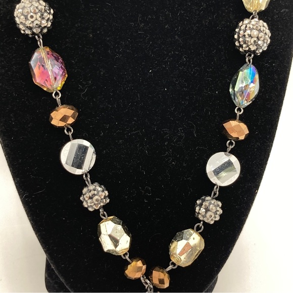 Alfani Necklace Y Drop Necklace Beaded Some Glass Faceted Iridescent - Picture 4 of 8